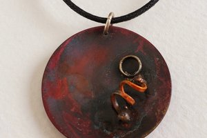 Rustic copper disc pendant steampunk