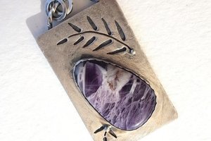 Amethyst Necklace Teardrop Pendant Sterling Silver Purple Grape Natural Stone
