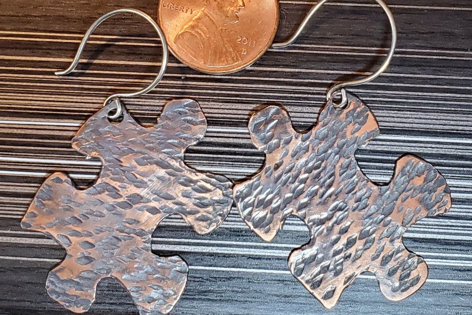 Copper Puzzle Piece Earrings