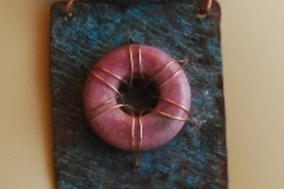 Copper and rhodonite sailor's pendant