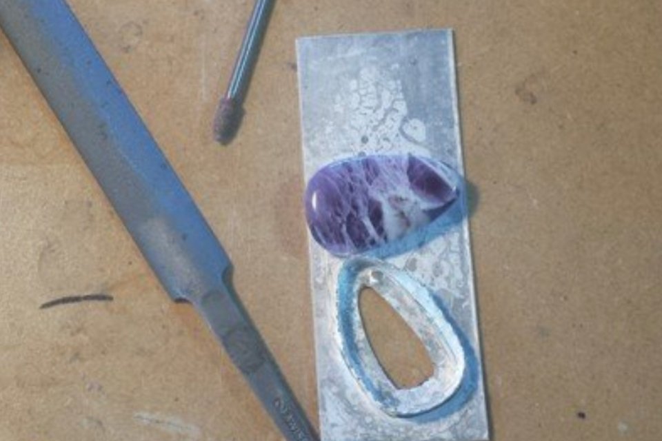 Amethyst Necklace Teardrop Pendant Sterling Silver Purple Grape Natural Stone