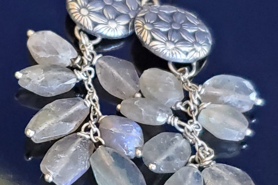 Elegant sterling silver and labradorite dangle earrings