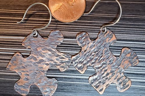 Copper Puzzle Piece Earrings 