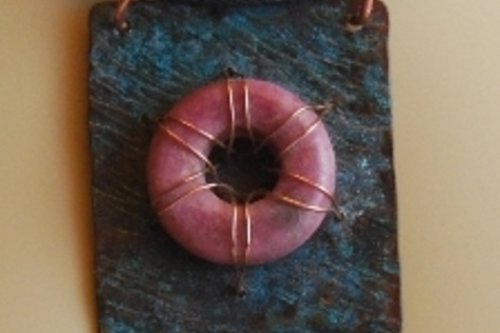 Copper and rhodonite sailor's pendant